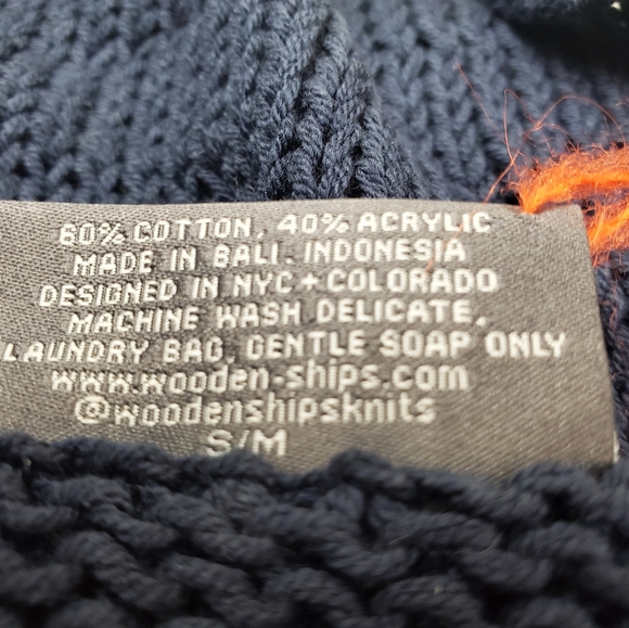 WOODEN Ships HEART FLAG CREW COTTON, Darkest Indigo Size S/M - Picture 6 of 9